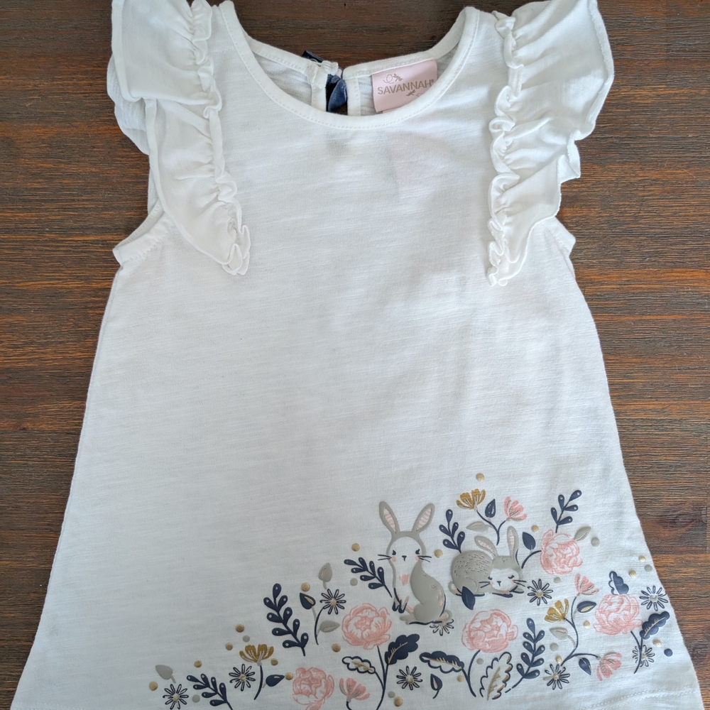 Savannah Cream Kids Tee with Animal and Floral Print
